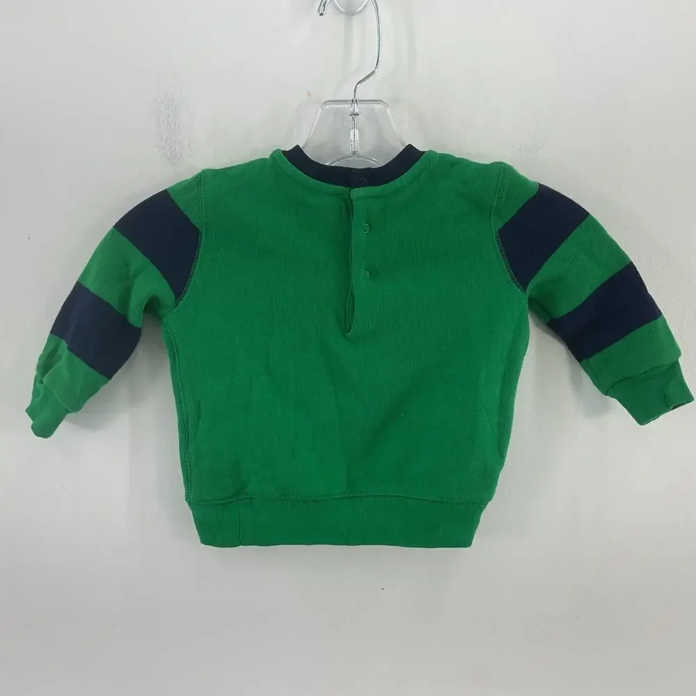 Ralph Lauren Boys Green Navy Stripe Teddy Bear Top Size 12M Cotton/Poly Blend - Picture 2 of 4
